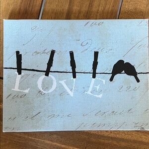 Wild Apple Graphics Love Birds on a Clothesline